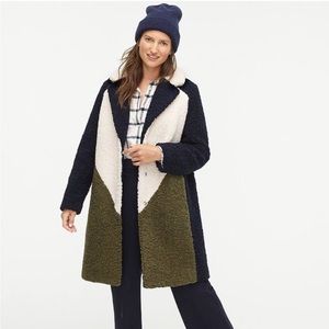 J. Crew Multi Color Block Teddy Sherpa Jacket sz. XS